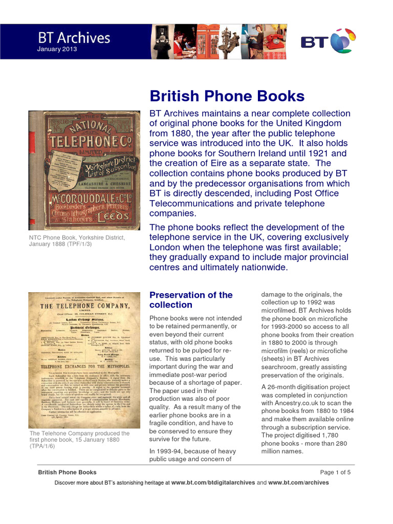 British Phone Books PDF Telephone