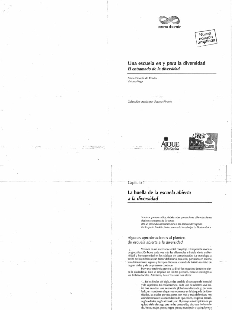 Una Escuela en y para La Diversidad - Cap - 1 y 4 | PDF