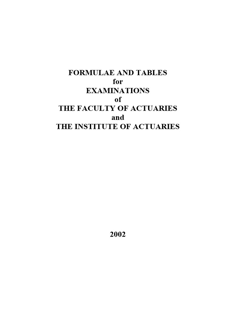 (Yellow Book ) IFoA+Formulae+and+Tables+2002 | PDF