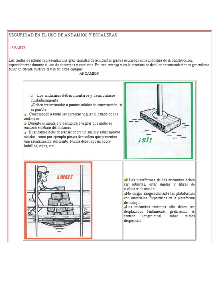 Seguridad En El Uso De Andamios Y Escaleras Pdf Andamio Science