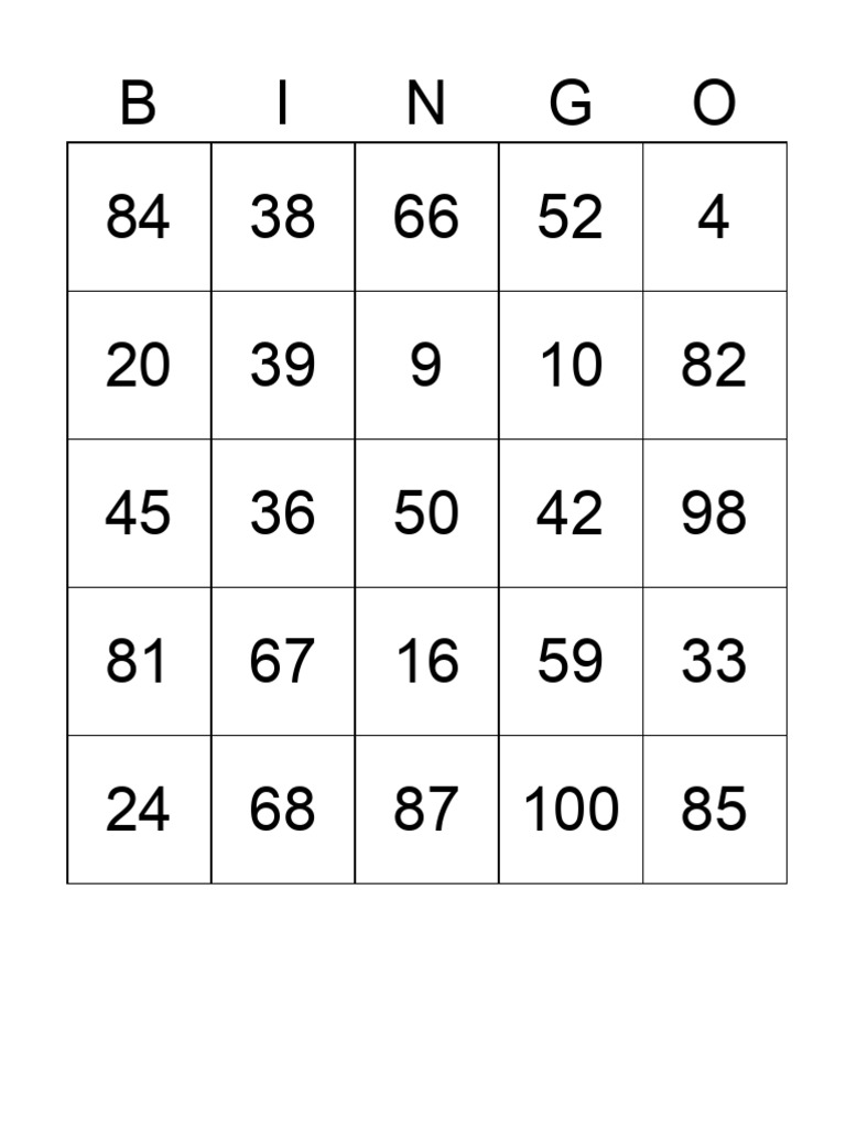 Bingo Numbers PDF Gambling Games