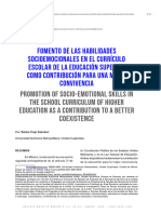 Fomento de Las Habilidades Socioemocionales en El Currículo Escolar de La Educación Superior Como Contribución para Una Mejor Convivencia