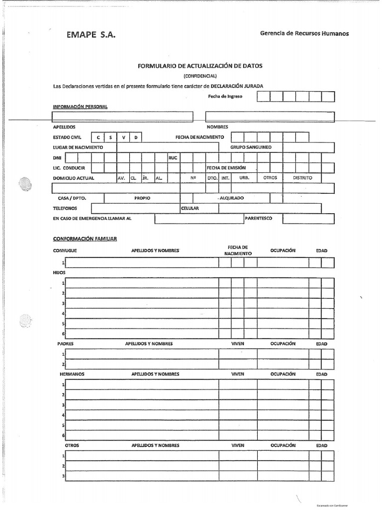 Formatos Emape | PDF