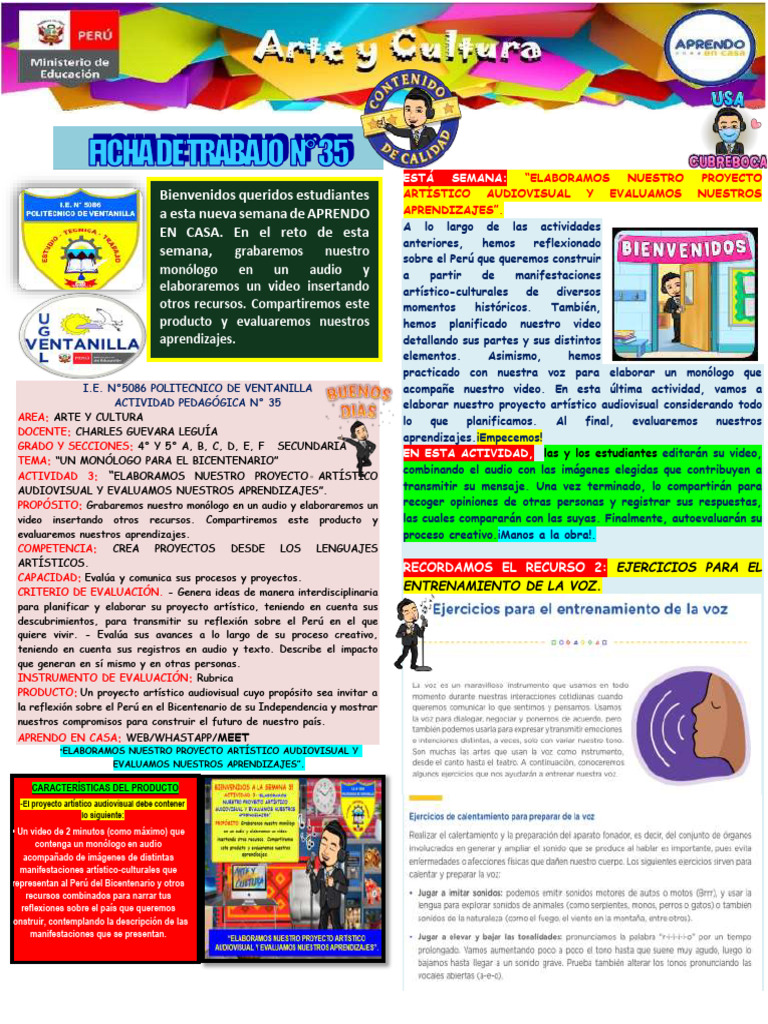 Semana #35 Ficha de Trabajo Arte y Cultura | PDF | Evaluación