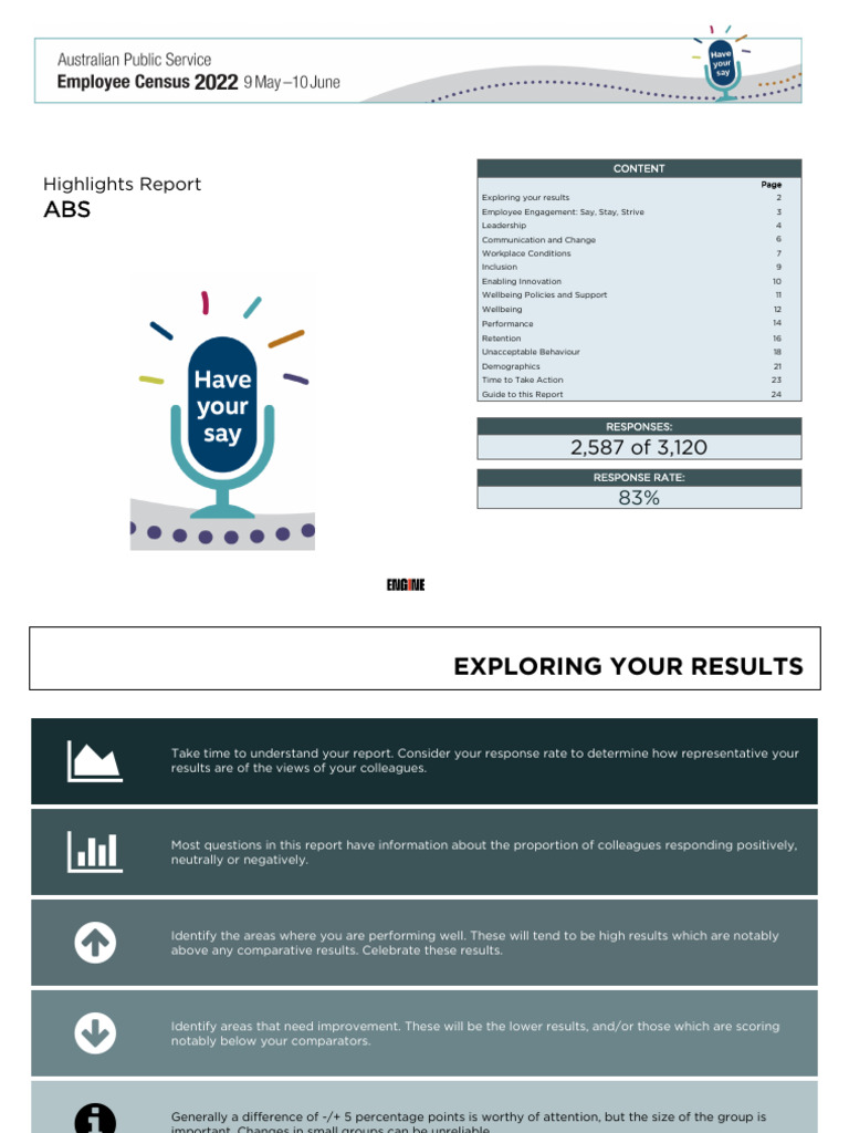 ABS Results 2022 APS Employee Census PDF Socioeconomic Status Leadership