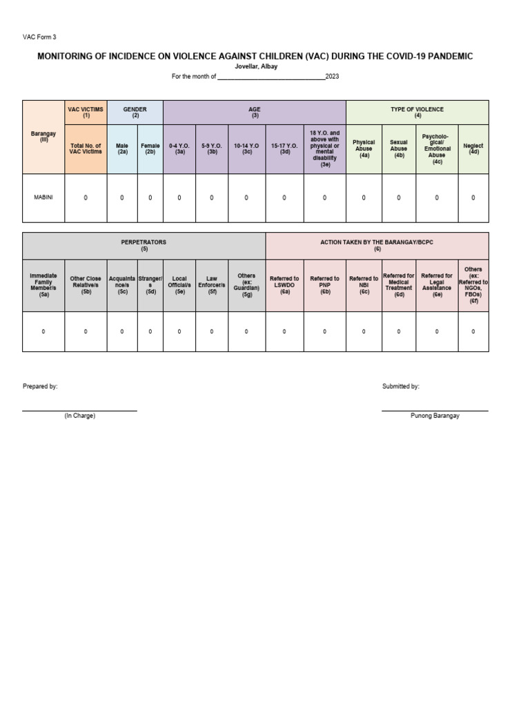VAC VAW Template Revised | PDF | Violence | Violence Against Women