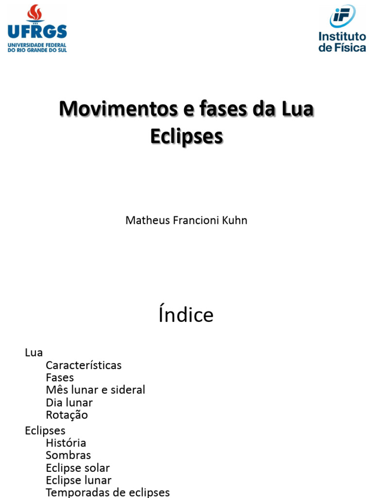 Fases e Eclipses da Lua | PDF | Eclipse | Lua