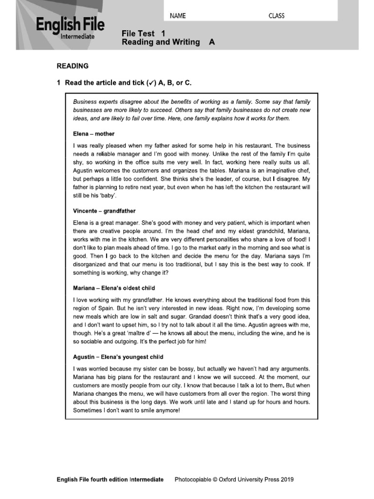 Intermediate Test 1 A | PDF
