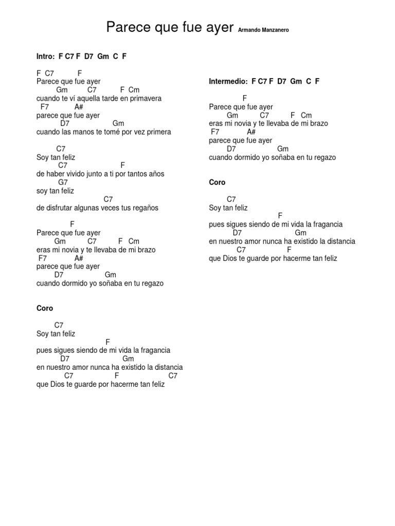 Parece Que Fue Ayer - Armando Manzanero F | PDF, image size:768x1024