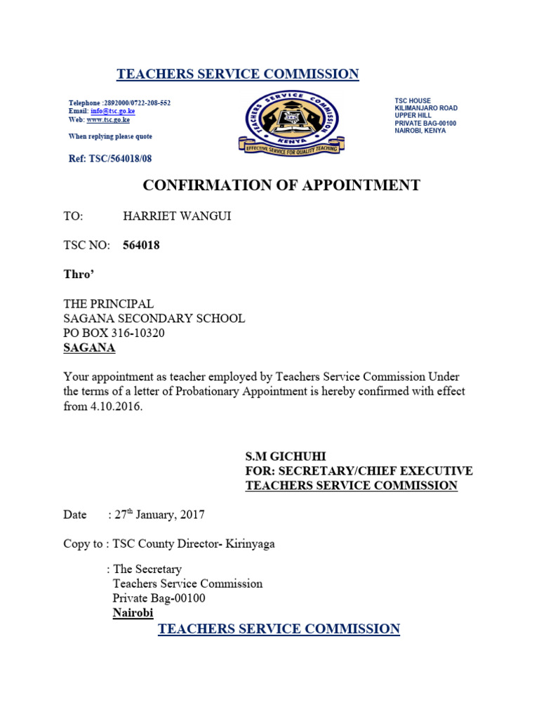 Confirmation of Appointments PDF
