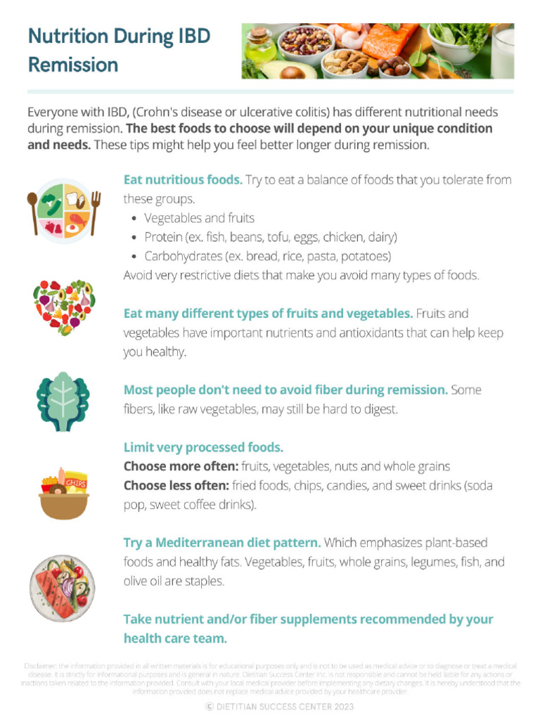 Nutrition During Inflammatory Bowel Disease IBD Remission Crohns ...
