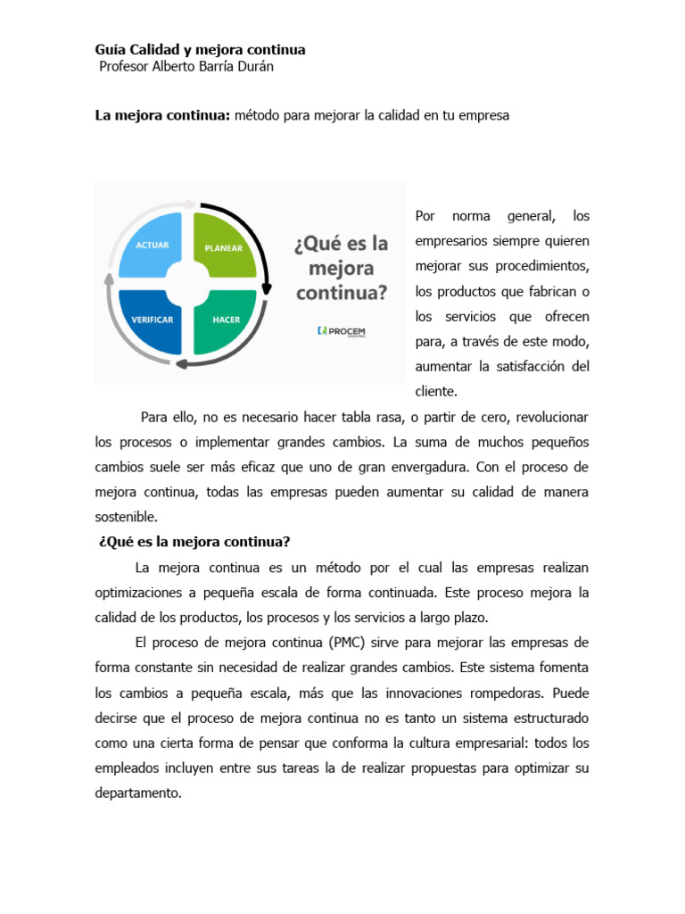 Guía de Mejora Continua en Calidad | PDF | Calidad (comercial) | Business