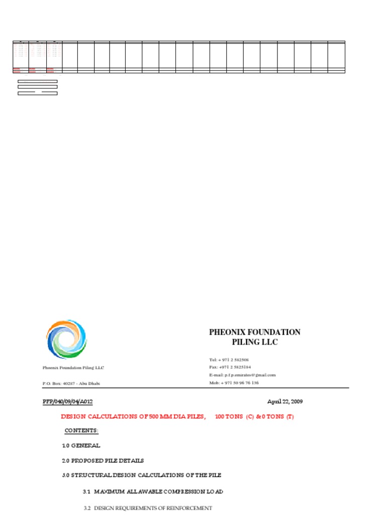 Pile Foundation Design Calculations | PDF | Deep Foundation | Bending