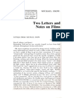 Michael Snow, "Two Letters On Films," in Adams Sitney (New York: Anthology Film Archives, 1978), Pp. 184-189