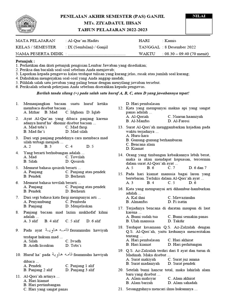 Menguasai Simulasi Qurdis Kelas 9 Semester 2: Panduan Lengkap dengan Contoh Soal