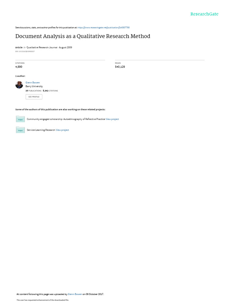 Document Analysis Bowen | PDF | Qualitative Research | Data