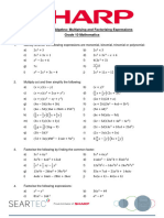 Worksheet 2 Algebra - Multiplying and Factorising Expressions Grade 10 Mathematics