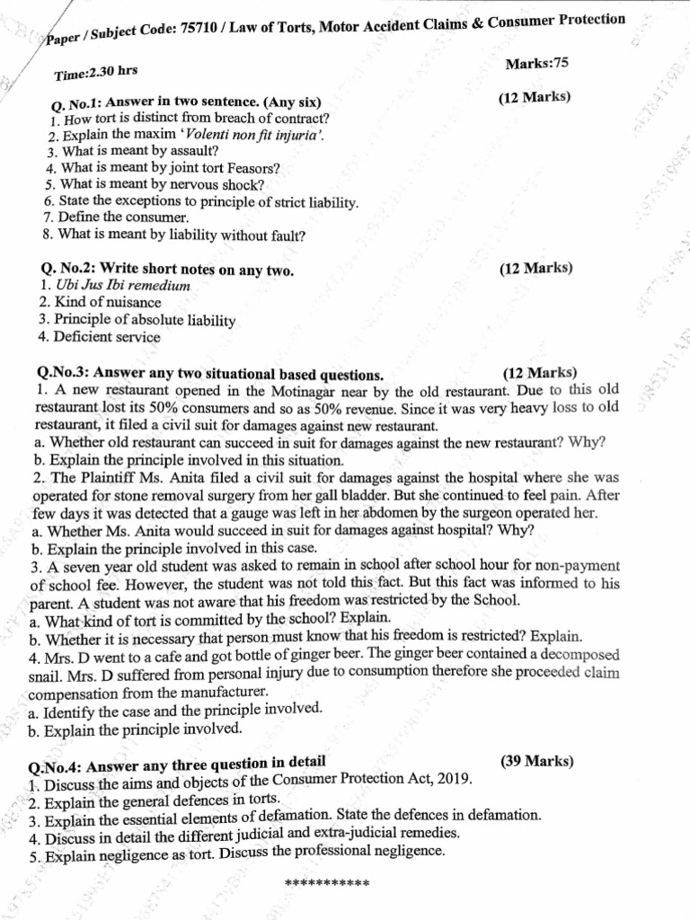 Tort and Legal Paper PDF