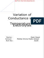 Dokumen - Tips - Cbse Xii Chemistry Project Variation of Conductance With Temperature in Electrolytes