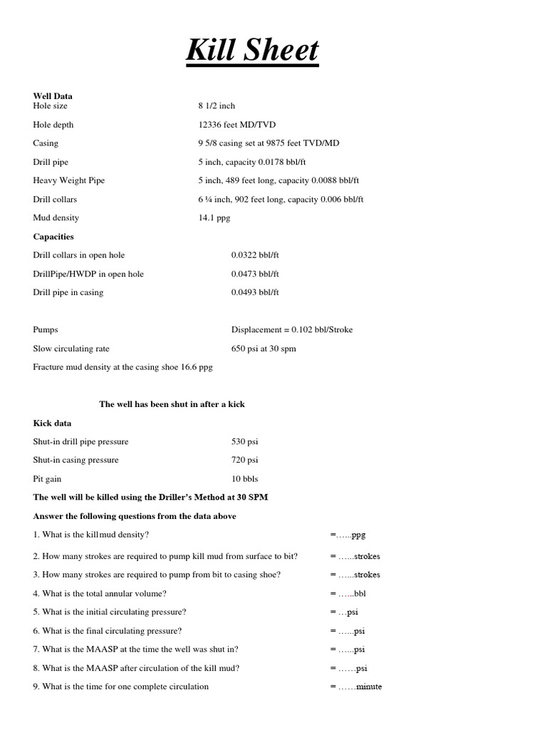 Kill Sheet | PDF
