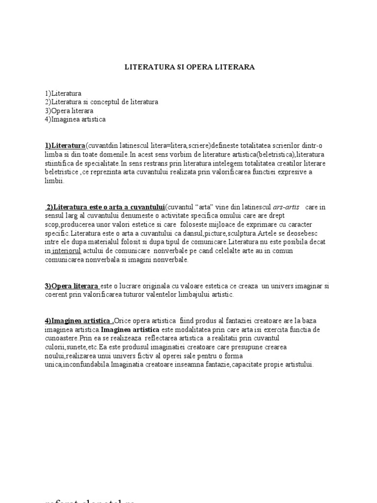 Literatura Si Opera Literara | PDF