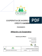 AC-PRO-01 Procedimiento para Afiliacion A La Cooperativa