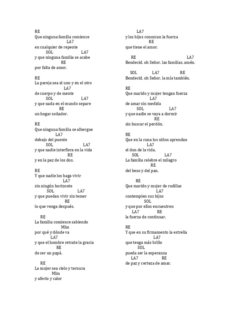 Acordes y Letra: Himno a la Familia | PDF