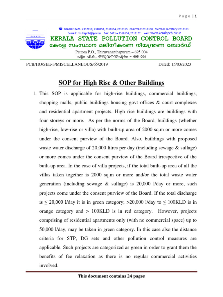SOP for Sewage in High-Rise Buildings | PDF | Sewage Treatment ...
