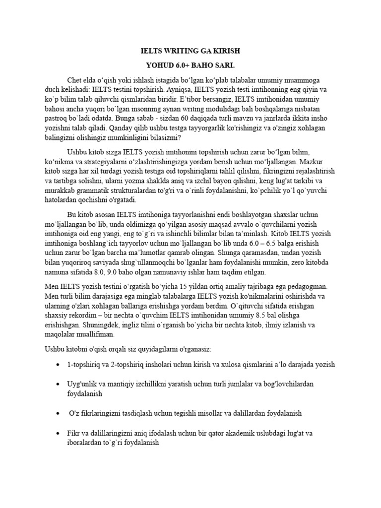 Ielts writing ga kirish 1 qism pdf