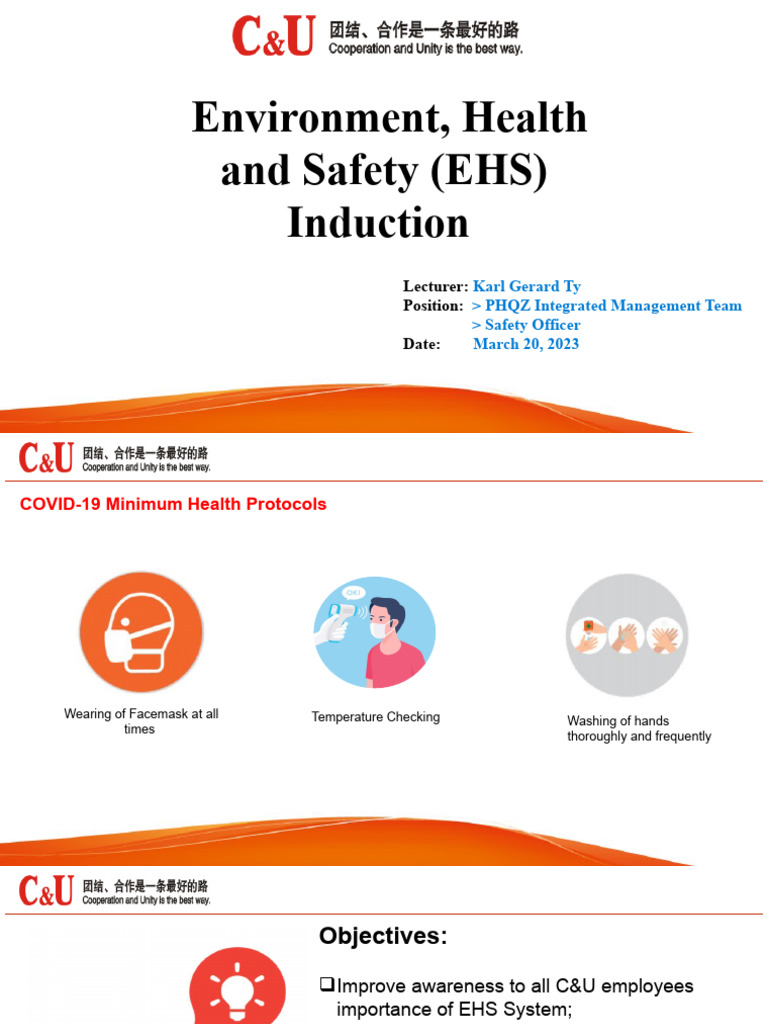 EHS Induction and Safety Training Overview | PDF | Occupational Safety ...