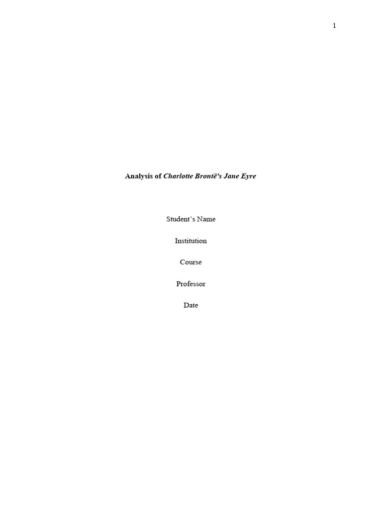 Book Analysis PDF Jane Eyre Autonomy