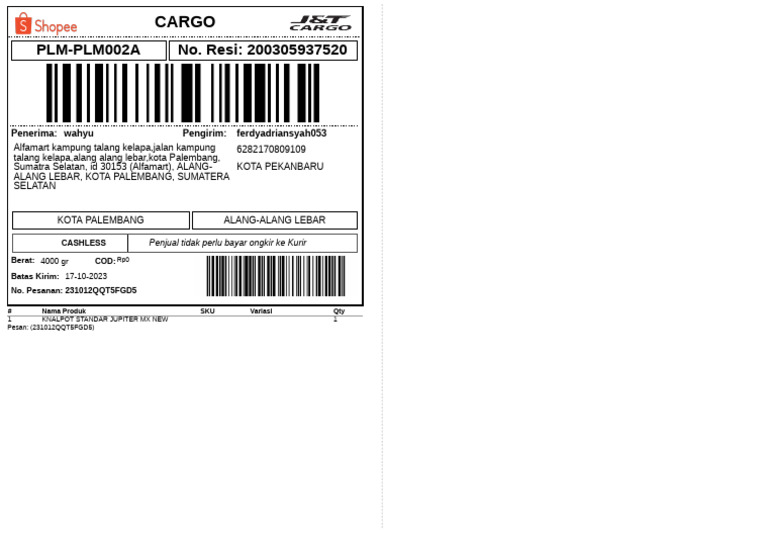 Label Pengiriman PDF