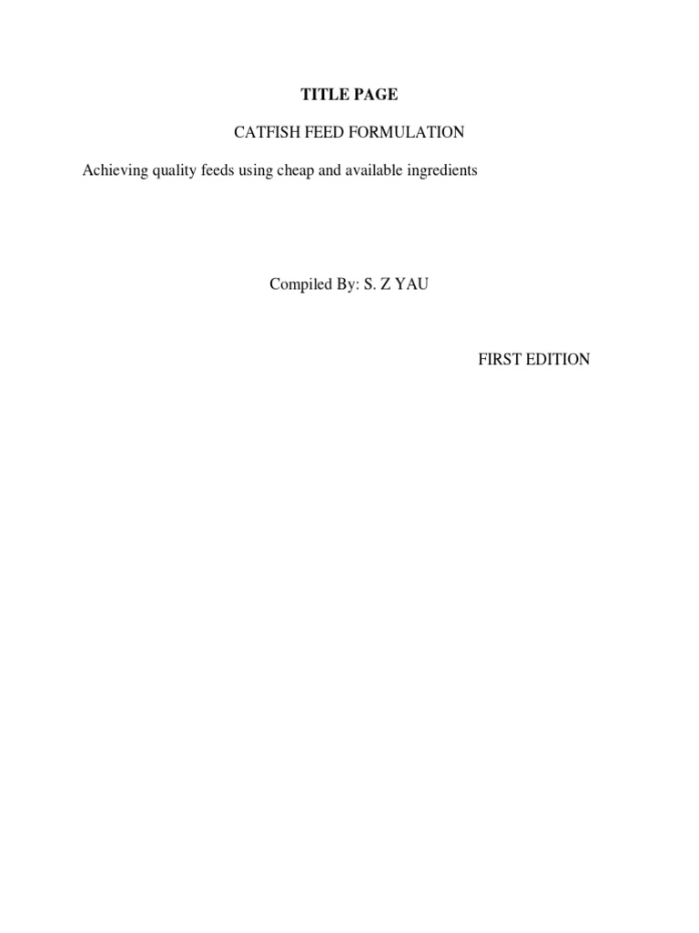 Fish Feed Formulation Book PDF