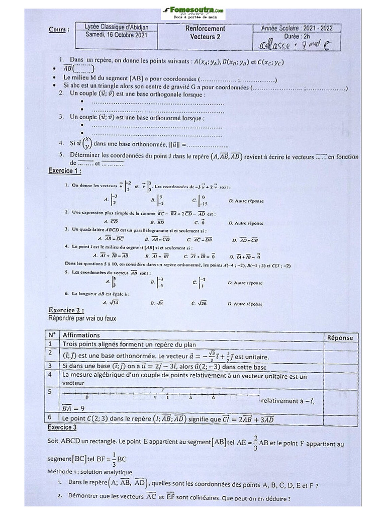 Devoir Math 19 | PDF