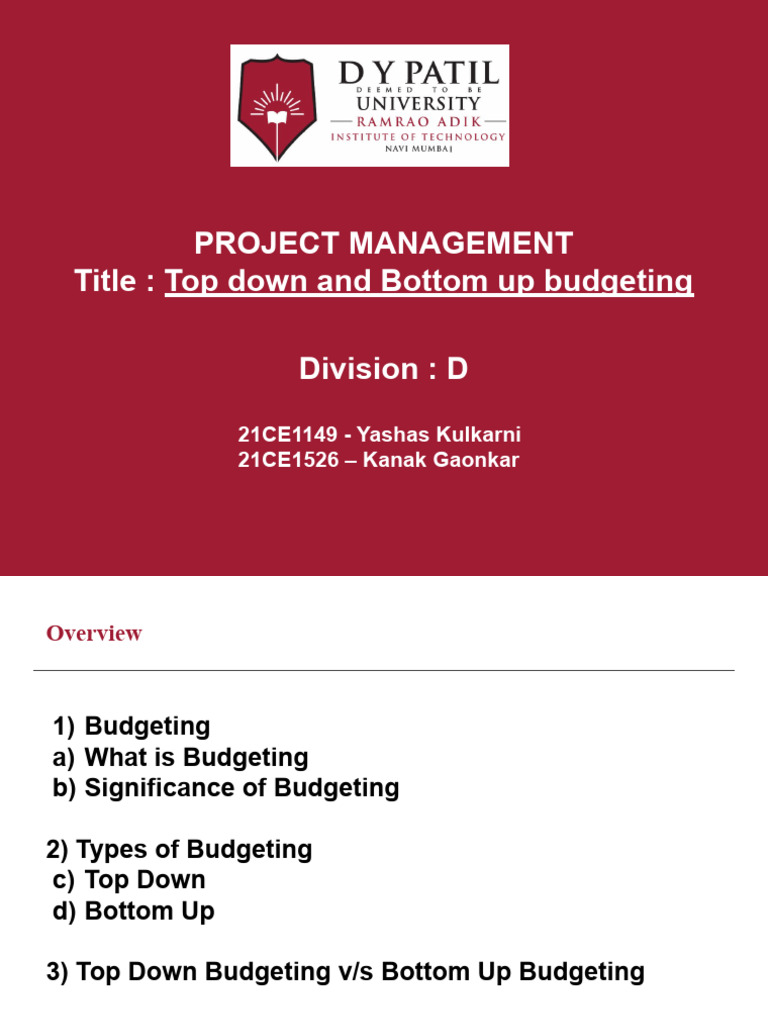 Top Down vs Bottom Up Budgeting | PDF | Top Down And Bottom Up Design ...