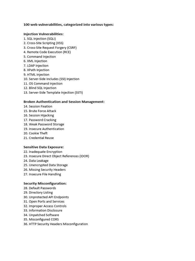 Overview of Web Vulnerabilities | PDF