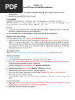 Revision Notes on Section 1.4 - Free Will, Determinism & Predestination