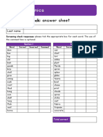 Mock Screening Answer Sheet - Set 1