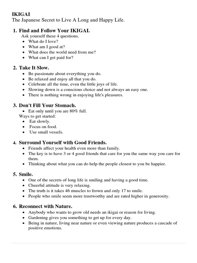 Ikigai Summary Pdf Happiness Gratitude