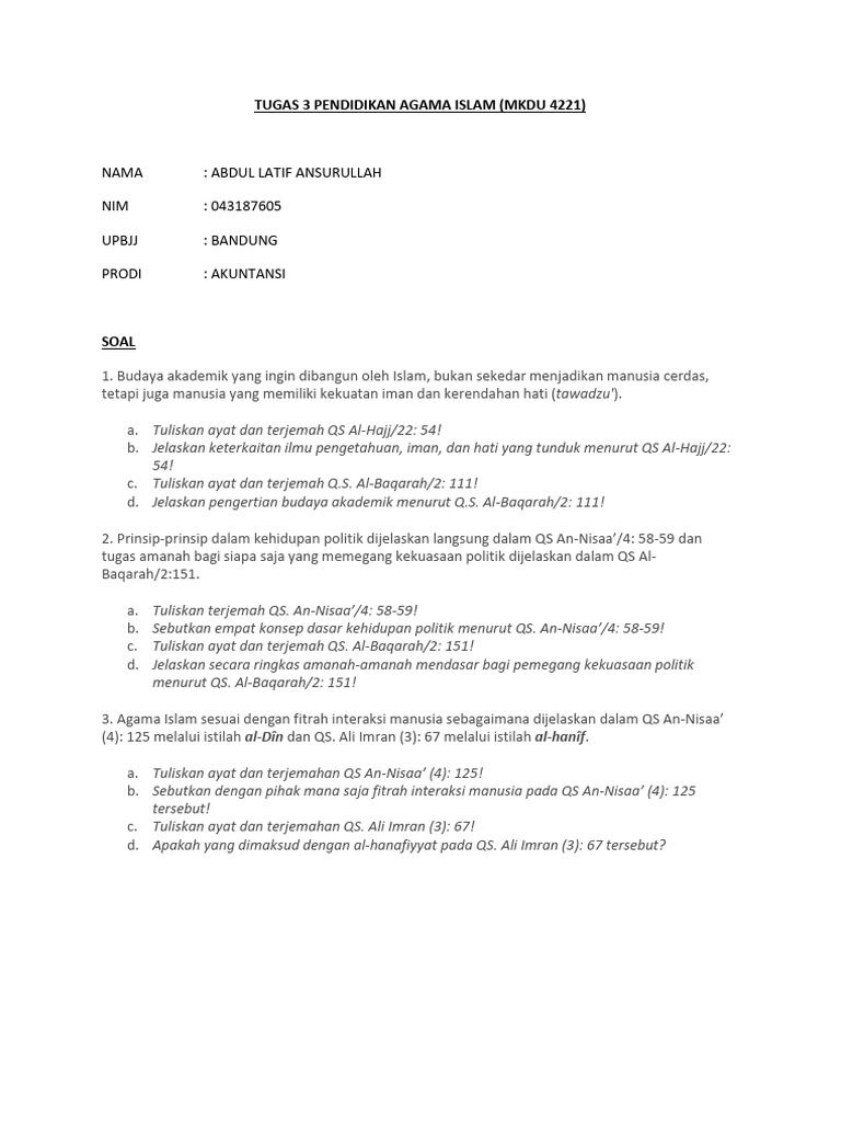 Tugas 3 Pendidikan Agama Islam Pdf