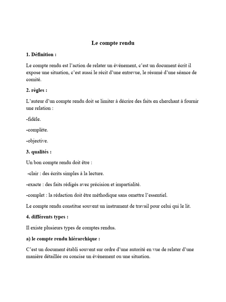 Guide du Compte Rendu Efficace | PDF