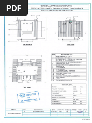 2000KVA 33KV 400V
