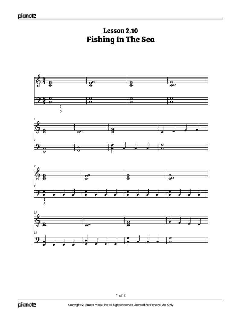 Pianote Level02 Lesson10 Fishing in The Sea 3 | PDF
