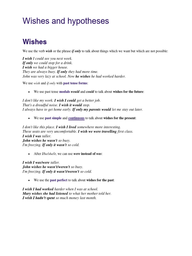 WISHES AND HYPOTHESES intelligence overview