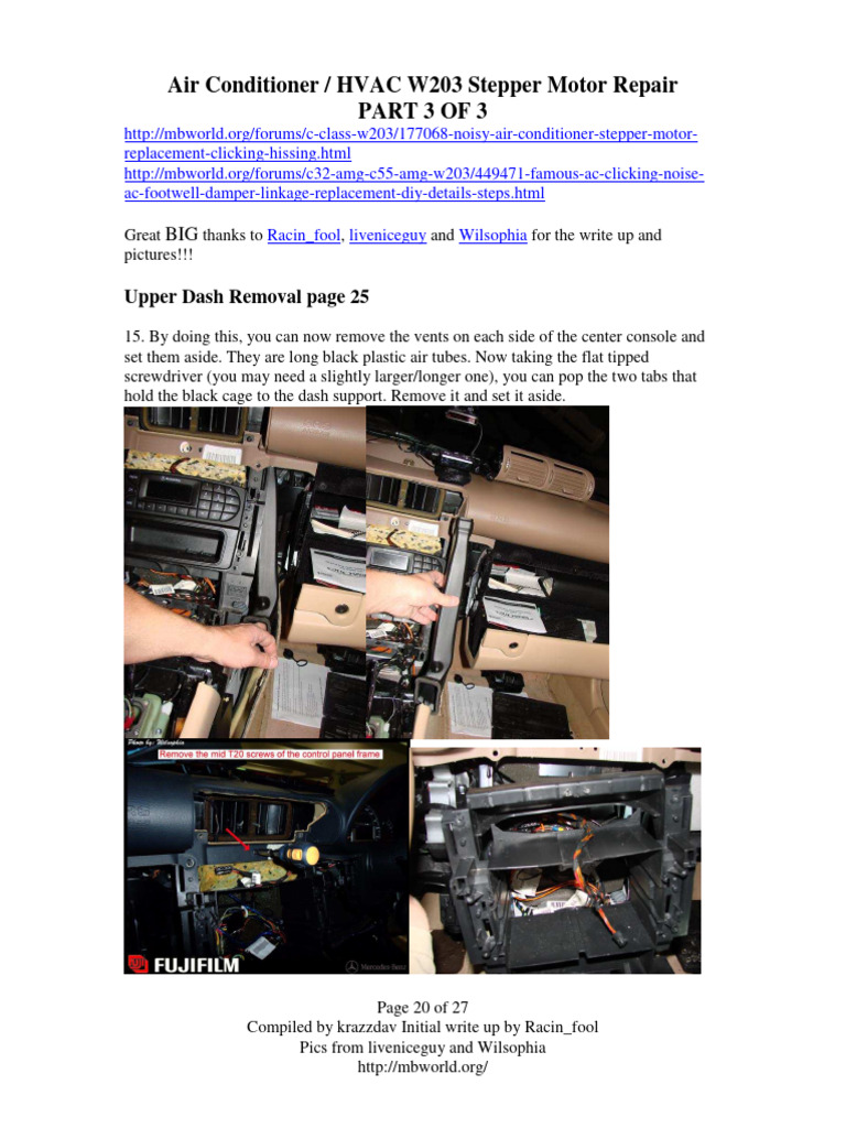 W203 Air Conditioner Stepper Motor Repair P3 of 3 PDF Car Vehicles