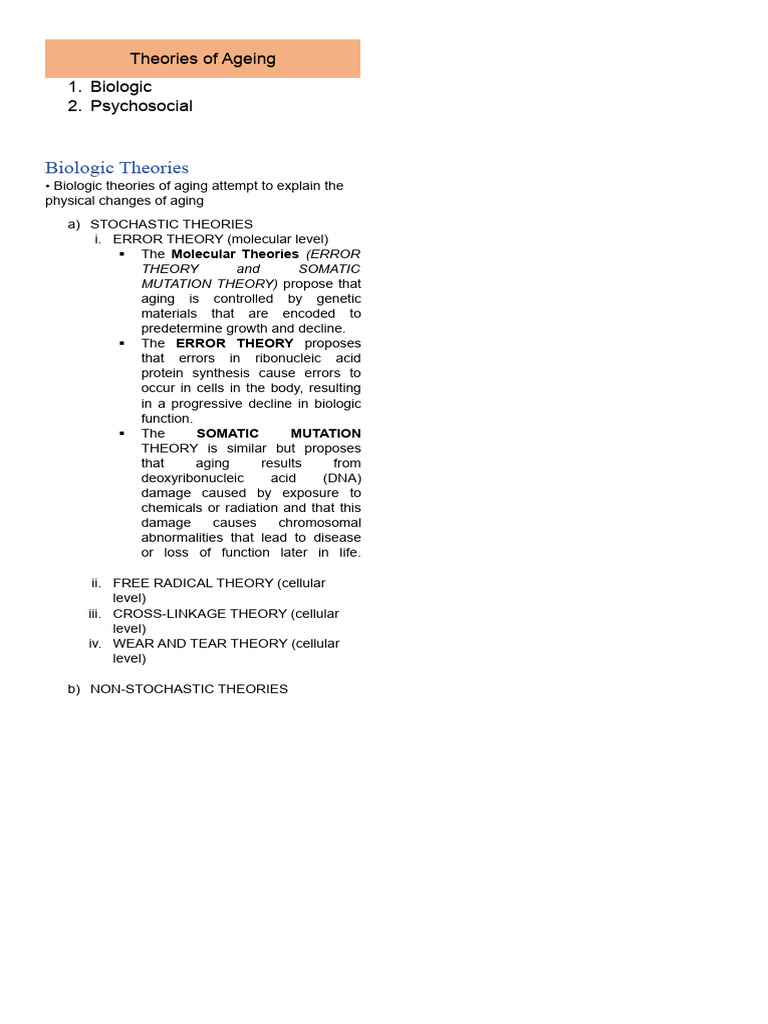 Stochastic Theories of Aging Explained | PDF