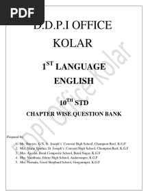 1st Language Eng Chapter Wise Question Bank