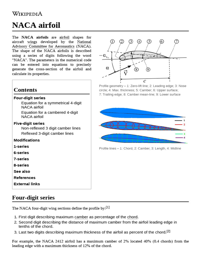NACA Airfoil Profiles and Equations | PDF | Airfoil | Aerodynamics