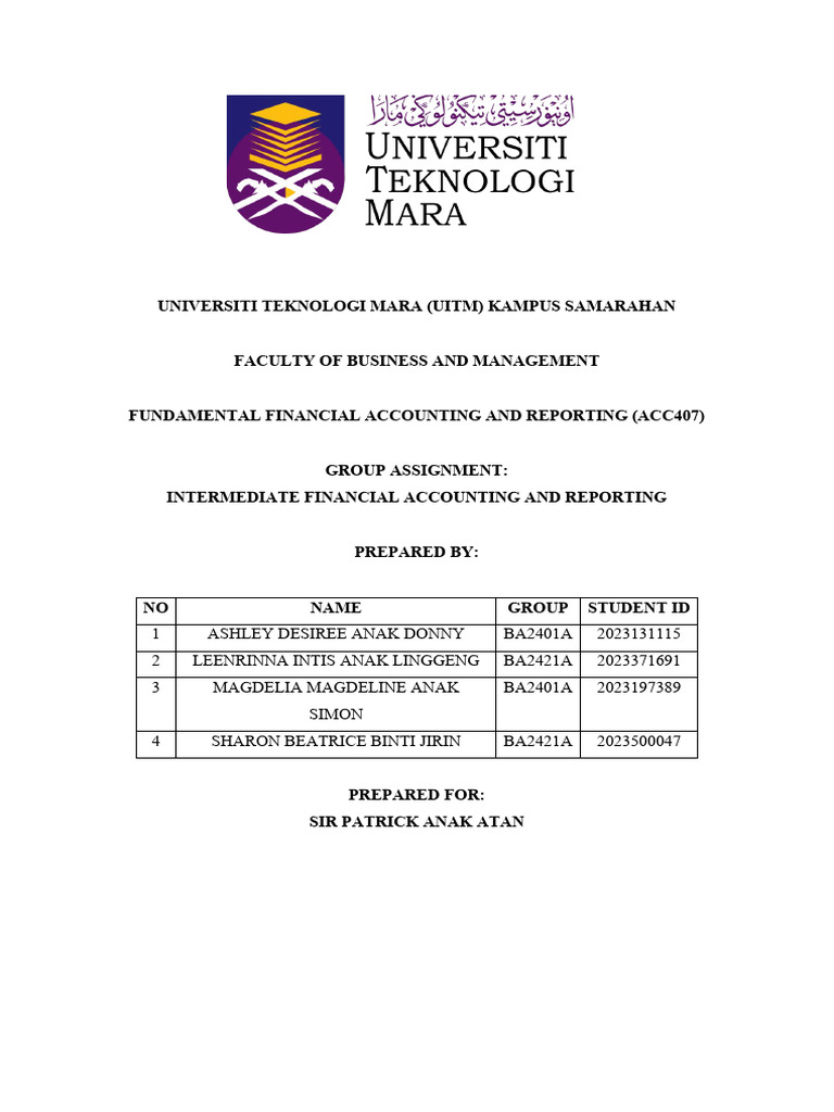 Acc407 Group Assignment 2023 Pdf