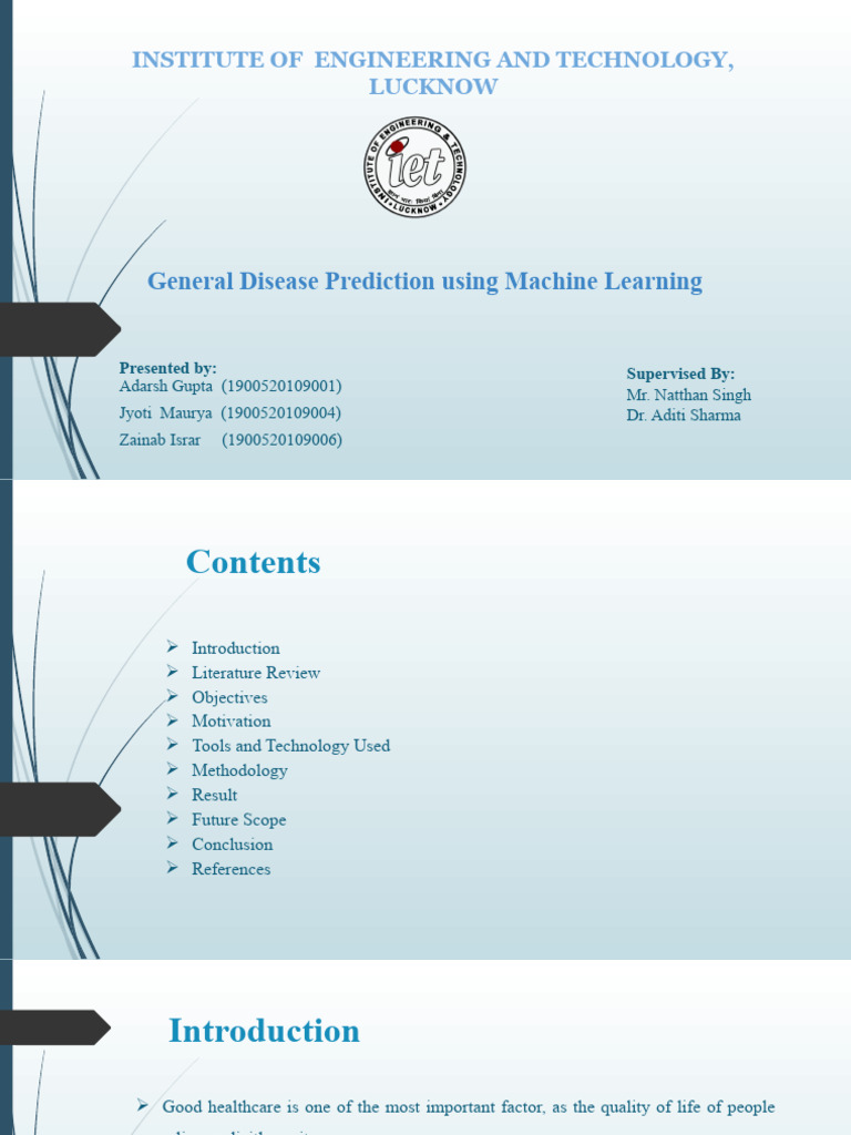 Machine Learning for Disease Prediction | PDF | Science & Mathematics ...